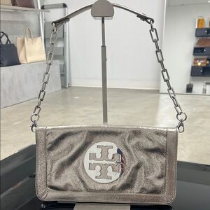 Tory Burch Metallic Silver Clutch